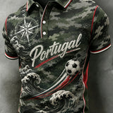 Camisa polo com estampa artística do jogo de futebol masculino de Portugal
