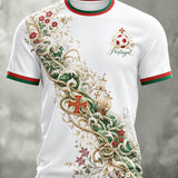 Camiseta com Estampa Artística de Jogo de Futebol da Seleção Portuguesa Masculina