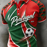 Camisa polo com estampa artística do jogo de futebol masculino de Portugal