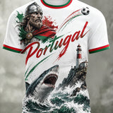 Camiseta com estampa de arte para fãs de futebol de Portugal, masculina