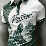Polo com Estampa de Arte para Fãs de Futebol de Portugal – Masculino