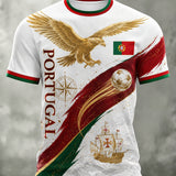 Camiseta com estampa de arte para fãs de futebol de Portugal, masculina