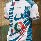 Camiseta com estampa de arte para fãs de futebol de Portugal, masculina