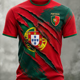 Camiseta com estampa artística de torcida para jogos de futebol da seleção portuguesa masculina