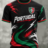 Camiseta com estampa artística de torcida para jogos de futebol da seleção portuguesa masculina