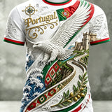 Portugal futebol jogo torcendo camiseta masculina com impressão artística em relevo-Textura