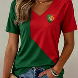 Mulheres Portugal Futebol Jogo Cheering Art Print V-Neck Top