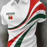 Camisa polo com estampa artística para torcida de futebol da seleção portuguesa masculina