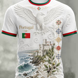 Camiseta com estampa artística de torcida para jogos de futebol da seleção portuguesa masculina