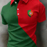 Camisa polo com estampa artística para torcida de futebol da seleção portuguesa masculina
