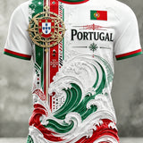 Camiseta com estampa artística de torcida para jogos de futebol da seleção portuguesa masculina
