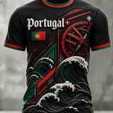 Camiseta com estampa artística de torcida para jogos de futebol da seleção portuguesa masculina