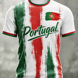 Camiseta com estampa artística de torcida para jogos de futebol da seleção portuguesa masculina