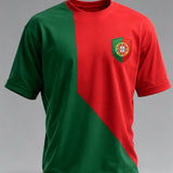Camiseta com estampa artística de torcida para jogos de futebol da seleção portuguesa masculina