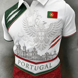 Camisa polo com estampa artística para fãs de futebol de Portugal – masculina