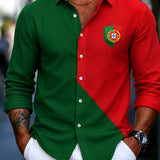 Camisa de manga comprida masculina Portugal Football Fan Art Print