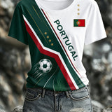 Camiseta com estampa de arte fã do futebol feminino de Portugal