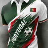 Polo com Estampa de Arte para Fãs de Futebol de Portugal – Masculino