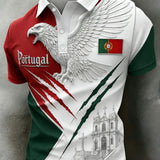 Camisa polo com estampa artística para fãs de futebol de Portugal – masculina
