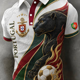 Camisa polo com estampa artística para fãs de futebol de Portugal – masculina