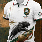 Estampa de Arte Fã de Futebol Retro de Portugal Camisa Casual