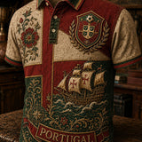 Estampa de Arte Fã de Futebol Retro de Portugal Camisa Casual