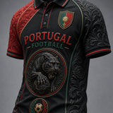 Estampa de Arte Fã de Futebol Retro de Portugal Camisa Casual