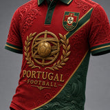 Estampa de Arte Fã de Futebol Retro de Portugal Camisa Casual