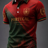 Blusa casual masculina com estampa de futebol português