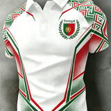 Polo de Manga Curta com Estampa Artística de Futebol de Portugal para Homens