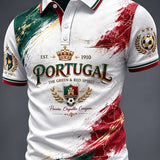 Blusa casual masculina com estampa de futebol português