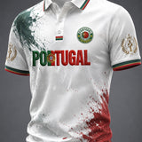 Blusa casual masculina com estampa de futebol português