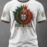 Camiseta masculina casual de manga curta com estampa de futebol português