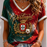 Camisola Feminina de Portugal com Gola em V