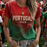 Camiseta com estampa de arte fã do futebol feminino de Portugal
