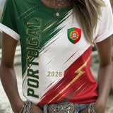 Camiseta com estampa de arte fã do futebol feminino de Portugal