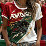 Camiseta com estampa de arte fã do futebol feminino de Portugal