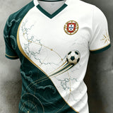 Camiseta com estampa de arte para fãs de futebol de Portugal, masculina