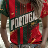 Camiseta com estampa de arte fã do futebol feminino de Portugal