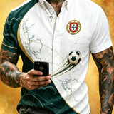 Camisa de manga curta masculina com estampa artística: Tema dos fãs de futebol português