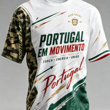 Camiseta com estampa artística temática do oceano para torcida de futebol da seleção portuguesa masculina