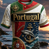 Camiseta masculina de futebol da seleção portuguesa com estampa em relevo e textura artística