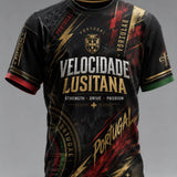 Camiseta com estampa artística temática do oceano para torcida de futebol da seleção portuguesa masculina