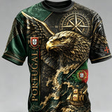 Camiseta com estampa artística de elemento de torcida em partida de futebol masculino português
