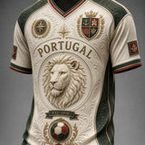 Camiseta casual com estampa de arte fã do futebol português retrô