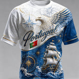 Camiseta com estampa artística de elemento de torcida em partida de futebol masculino português