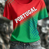 Blusas femininas com estampas artísticas de elementos de torcida para a partida de futebol de Portugal