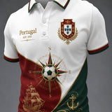 Blusa casual masculina com estampa de futebol português
