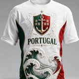 Camiseta com estampa em relevo e textura de torcida em partida de futebol da seleção portuguesa masculina