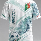 Camiseta casual masculina de inspiração futebolística portuguesa